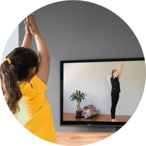 Girl doing homeschool coordination exercises