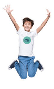 Child jumping during coordination exercise